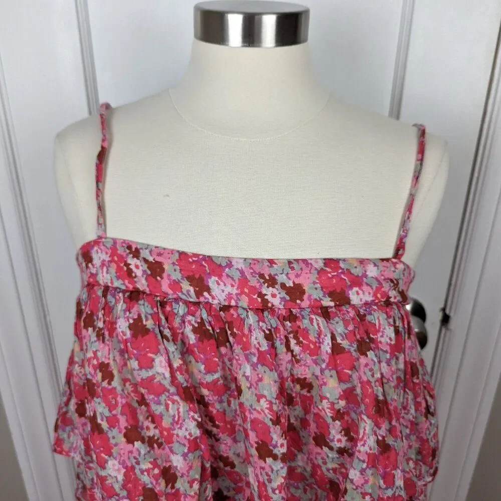Free People | Talia Tunic Floral Ruffle Top Size Small NWOT
